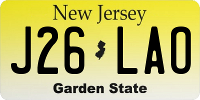 NJ license plate J26LAO