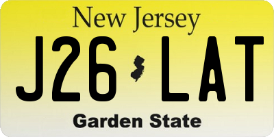 NJ license plate J26LAT