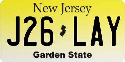 NJ license plate J26LAY