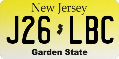 NJ license plate J26LBC