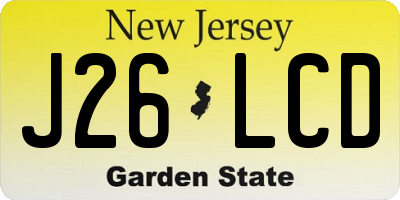 NJ license plate J26LCD
