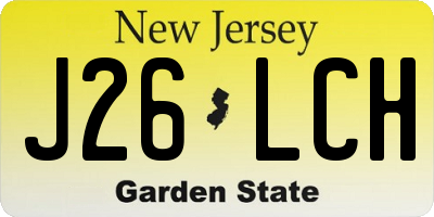 NJ license plate J26LCH