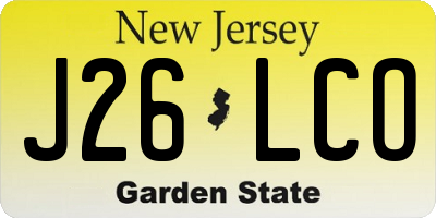 NJ license plate J26LCO