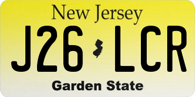 NJ license plate J26LCR