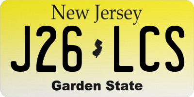 NJ license plate J26LCS