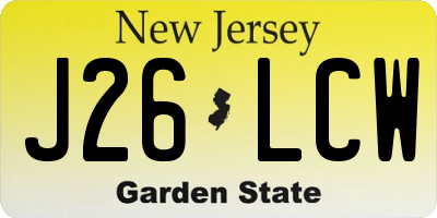 NJ license plate J26LCW