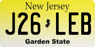 NJ license plate J26LEB