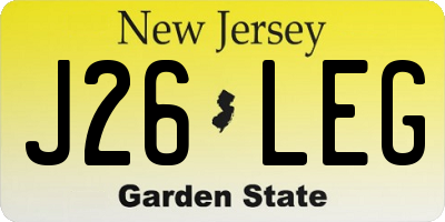 NJ license plate J26LEG