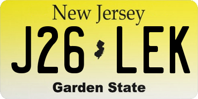 NJ license plate J26LEK