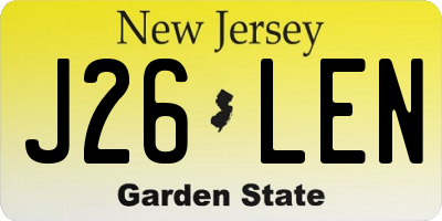 NJ license plate J26LEN