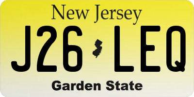 NJ license plate J26LEQ