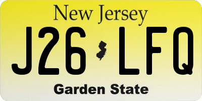 NJ license plate J26LFQ
