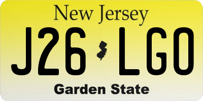 NJ license plate J26LGO