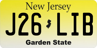 NJ license plate J26LIB