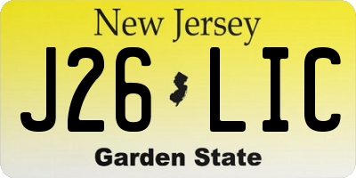 NJ license plate J26LIC