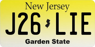 NJ license plate J26LIE