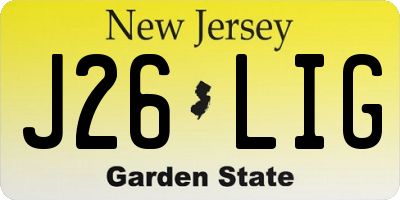 NJ license plate J26LIG
