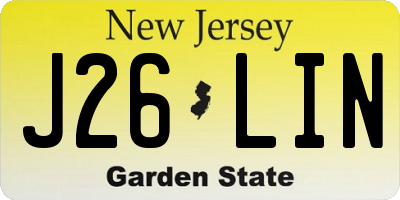 NJ license plate J26LIN