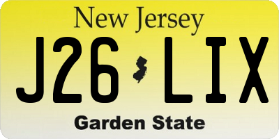 NJ license plate J26LIX