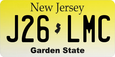NJ license plate J26LMC