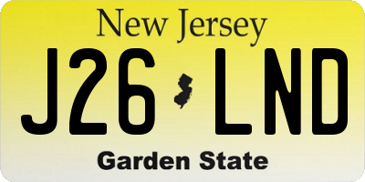 NJ license plate J26LND