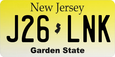 NJ license plate J26LNK