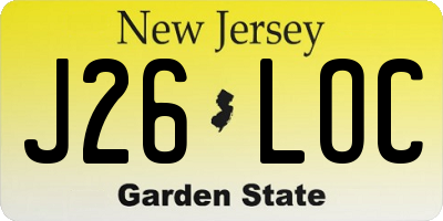 NJ license plate J26LOC