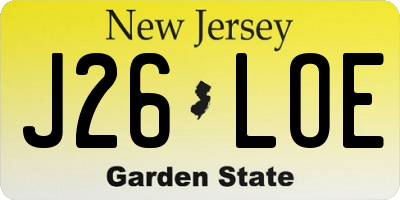 NJ license plate J26LOE