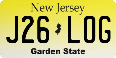 NJ license plate J26LOG