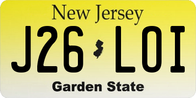 NJ license plate J26LOI