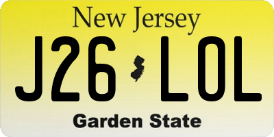 NJ license plate J26LOL