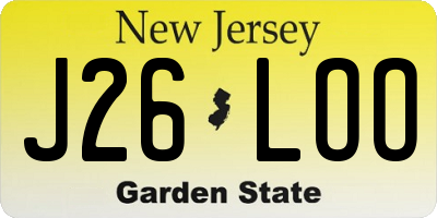 NJ license plate J26LOO