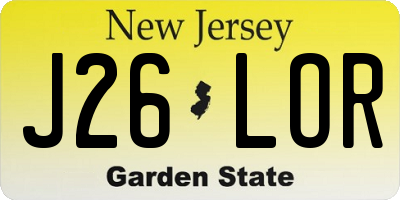 NJ license plate J26LOR