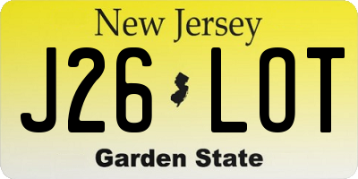 NJ license plate J26LOT