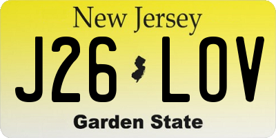 NJ license plate J26LOV