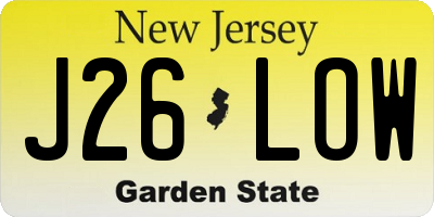 NJ license plate J26LOW
