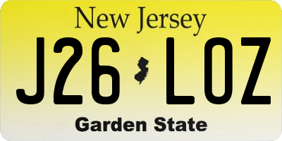 NJ license plate J26LOZ