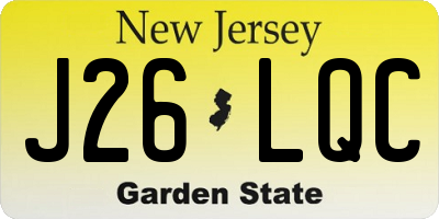 NJ license plate J26LQC