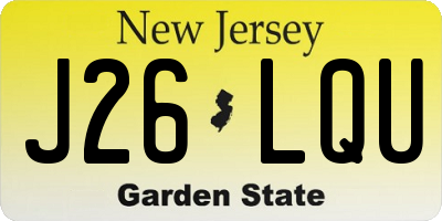 NJ license plate J26LQU