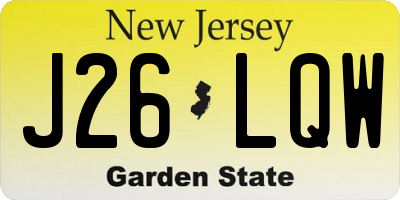 NJ license plate J26LQW