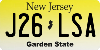 NJ license plate J26LSA
