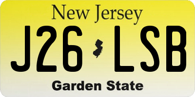 NJ license plate J26LSB