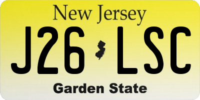 NJ license plate J26LSC