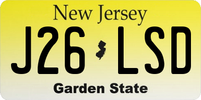 NJ license plate J26LSD