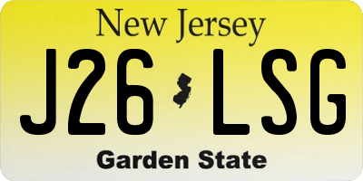 NJ license plate J26LSG