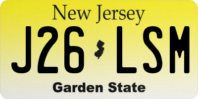 NJ license plate J26LSM