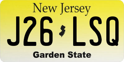 NJ license plate J26LSQ