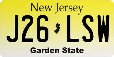 NJ license plate J26LSW