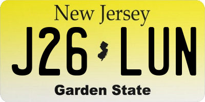 NJ license plate J26LUN