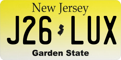 NJ license plate J26LUX